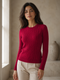 Cotton Cable Crewneck - Red