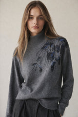 Sequin Emblellished Sweater cashmere front view