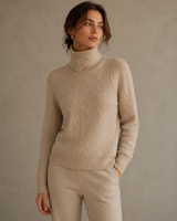 Polo-Mockneck Cable Sweater