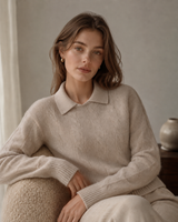 Polo-Mockneck Cable Sweater