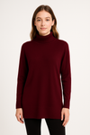 Cashmere Wool Long Turtleneck - Burgundy